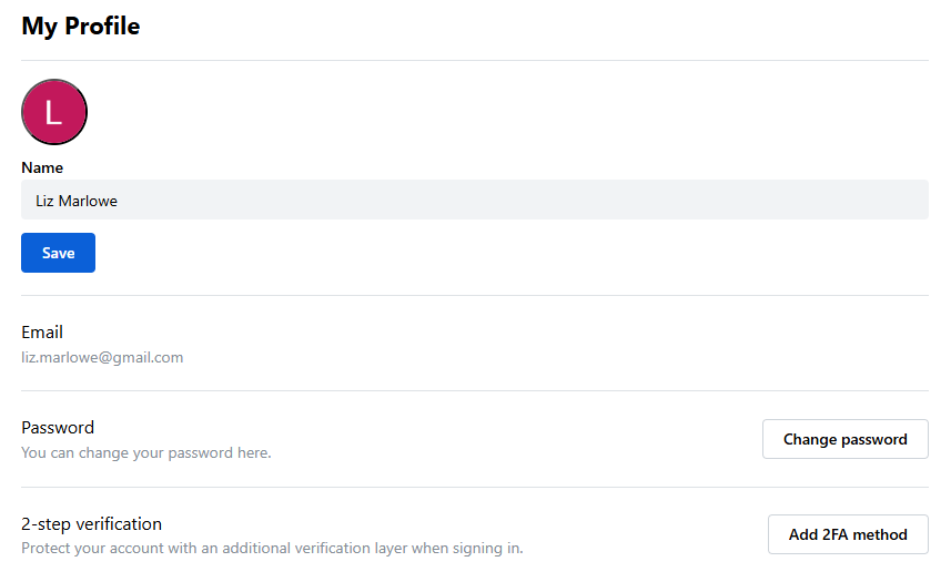 Update My Profile page