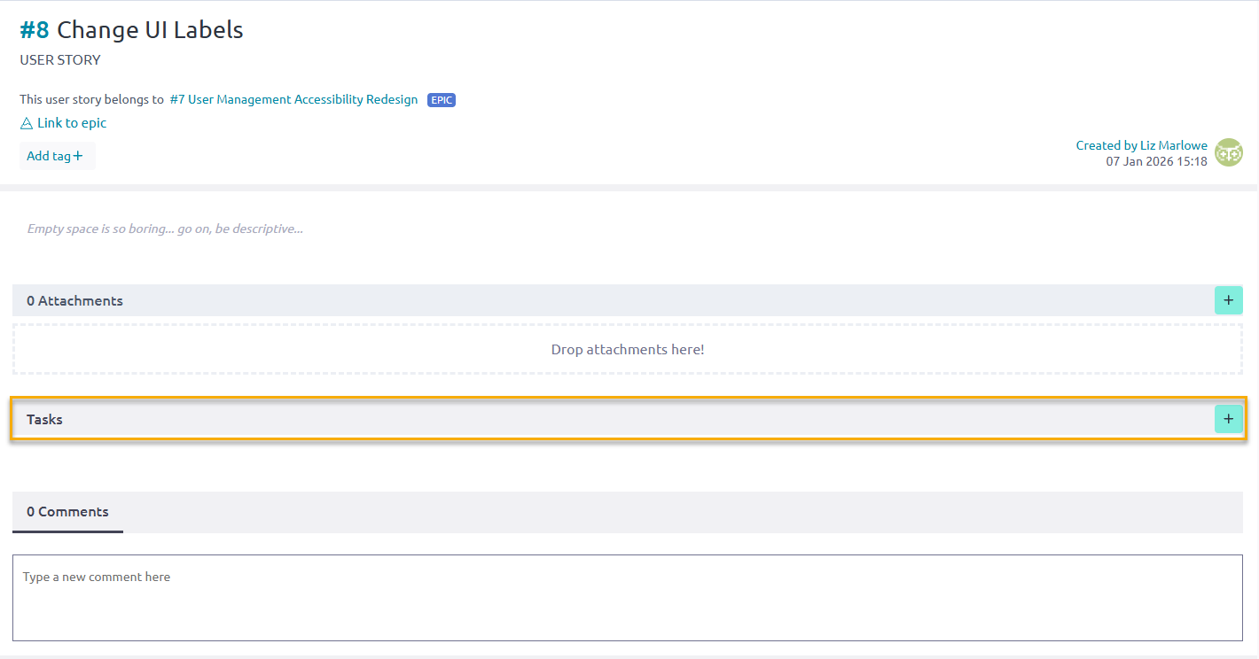 Select to create a new task