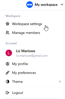 Select Workspace settings