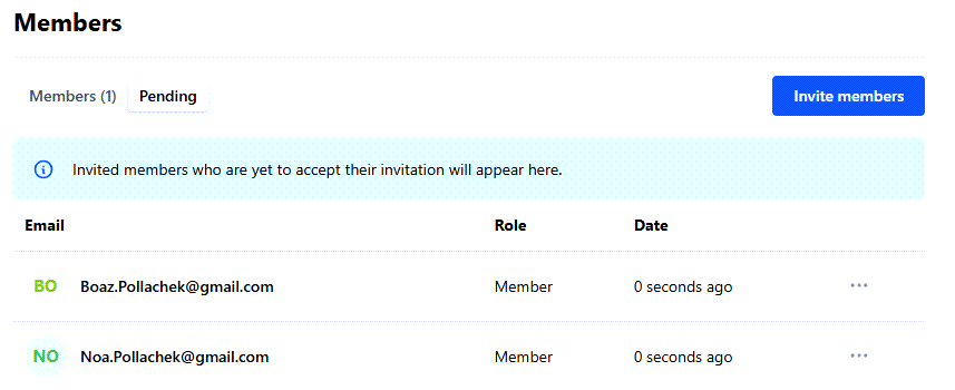 View all invited members who have not yet accepted the invitation