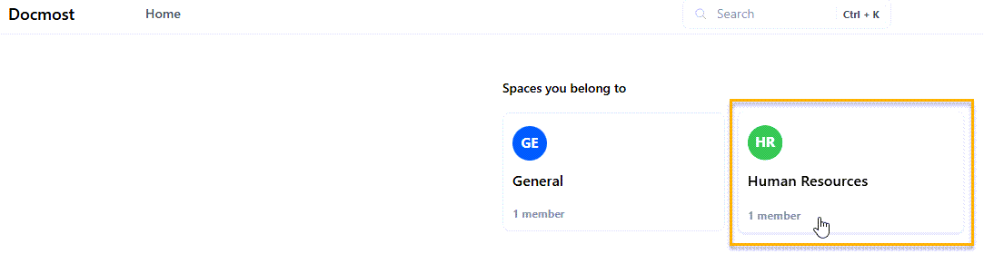 Select space to create a page