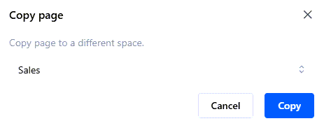 Select the space to copy the page
