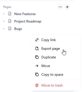 Export page