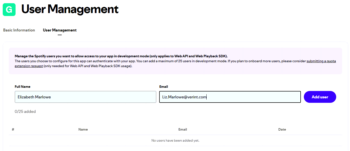 Add user to authenticate with your app