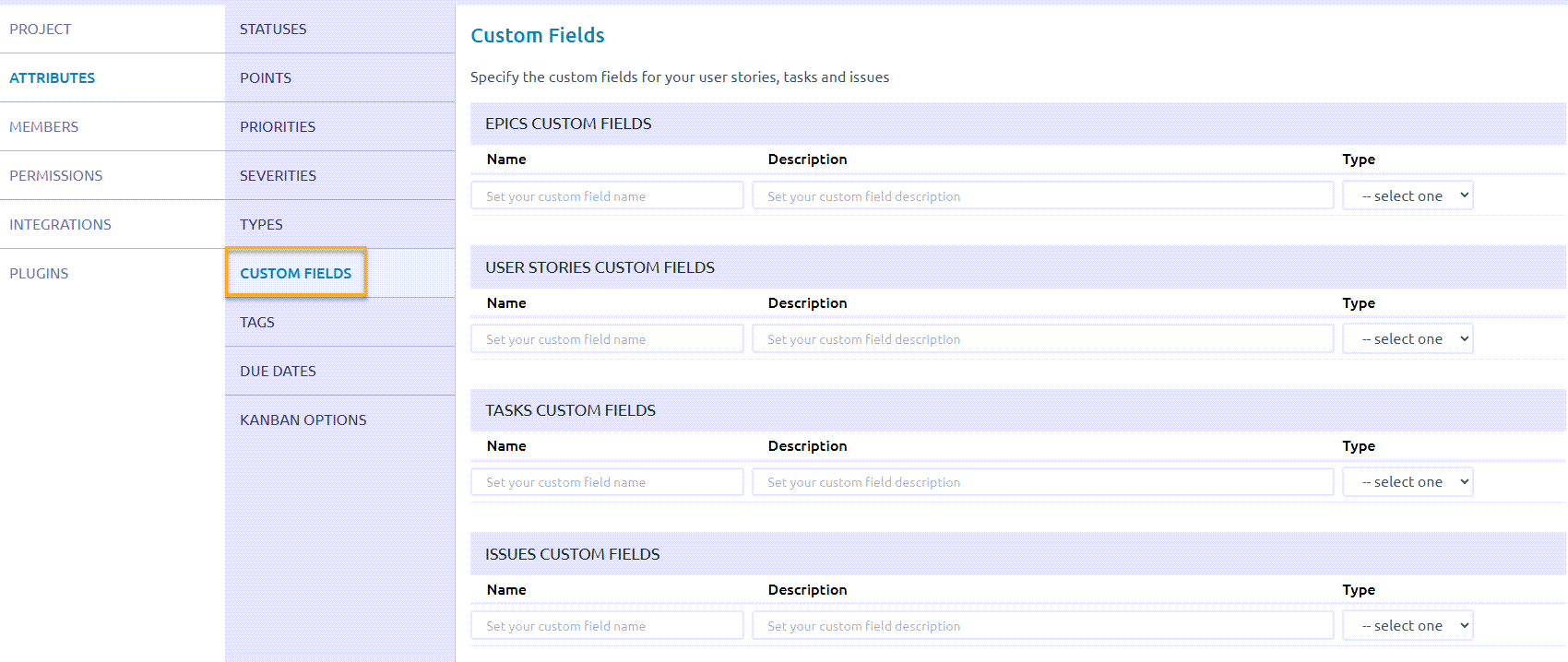 Select custom fields