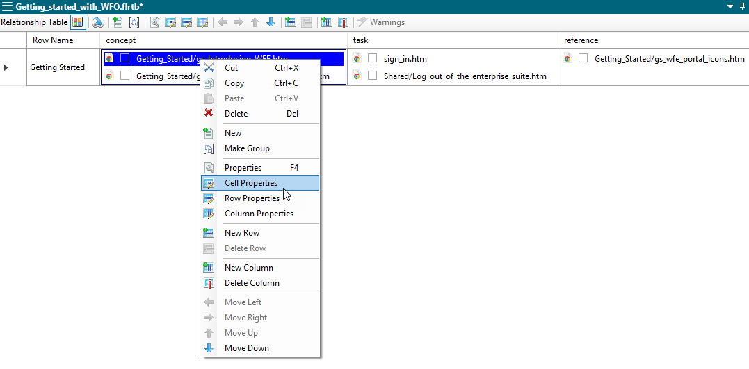 Select Cell Properties