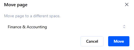 Select the space to move the page