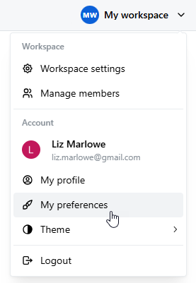 Select My preferences